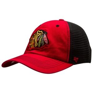 Chicago Blackhawks Red and‎ Black 47 Brand Closer Mesh Back Flex Fit Hat OSFM